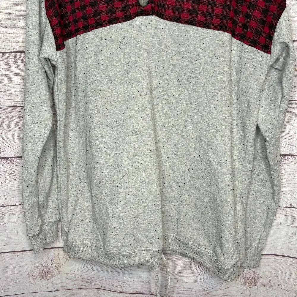 Maurices Gray Red & Black Plaid Soft Cozy Pullover Hoodie Size Plus 14W 0 New - Picture 10 of 13